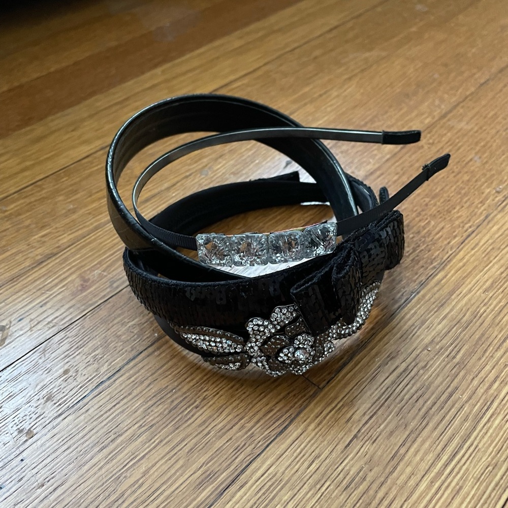 CLAIRE'S 4 Black Crystal Sequin Headbands